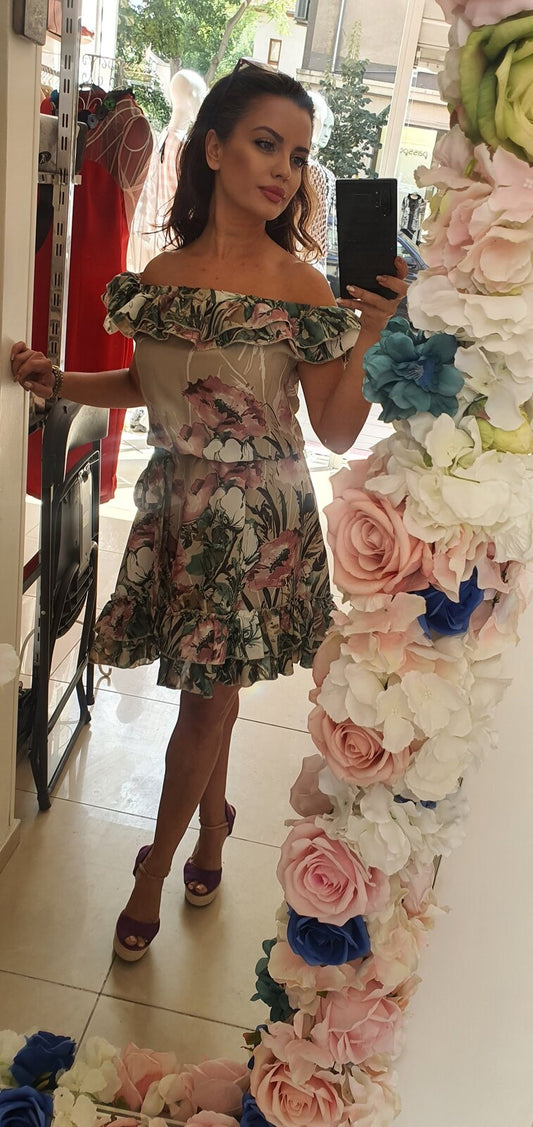 Рокля Flora Breeze с паднали рамена
