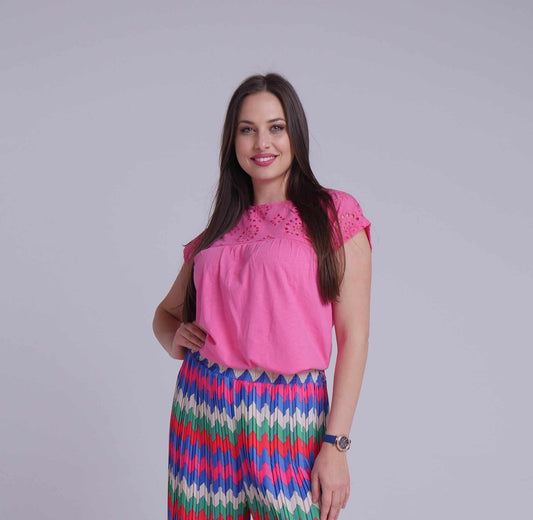 Розова памучна блуза Pinki